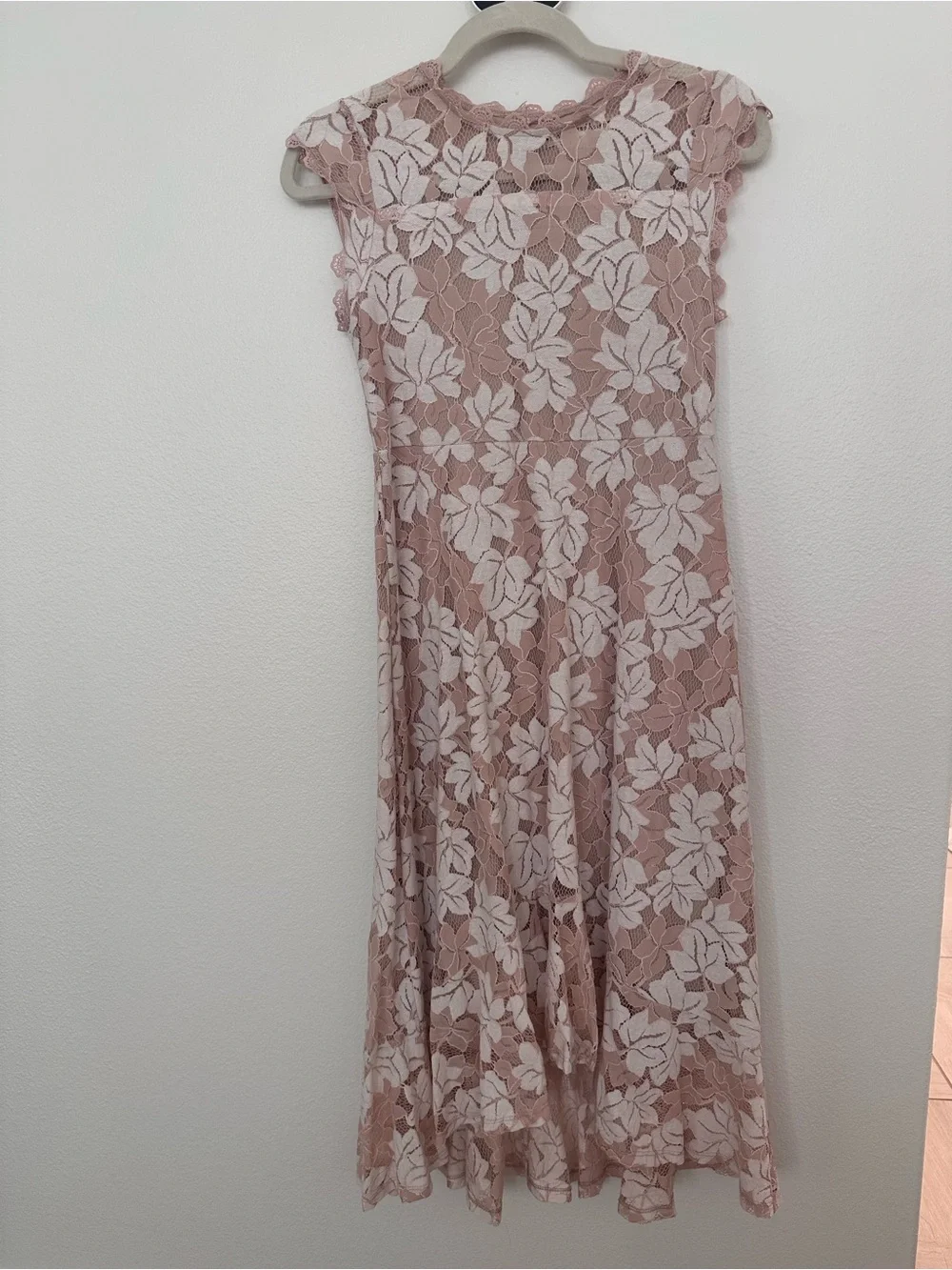 Poppies and Roses Girls Elegant Pink Lace high low Dress